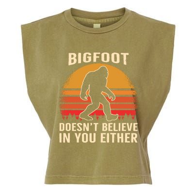 Bigfoot Doesnt Believe In You Either Bigfoot Sasquatch Retro Garment-Dyed Women's Muscle Tee