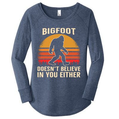 Bigfoot Doesnt Believe In You Either Bigfoot Sasquatch Retro Women's Perfect Tri Tunic Long Sleeve Shirt