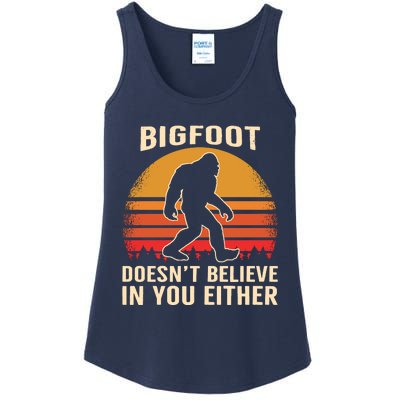 Bigfoot Doesnt Believe In You Either Bigfoot Sasquatch Retro Ladies Essential Tank