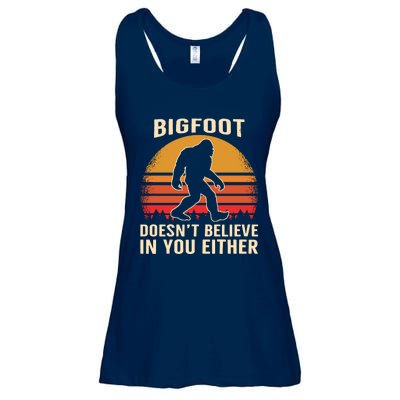 Bigfoot Doesnt Believe In You Either Bigfoot Sasquatch Retro Ladies Essential Flowy Tank