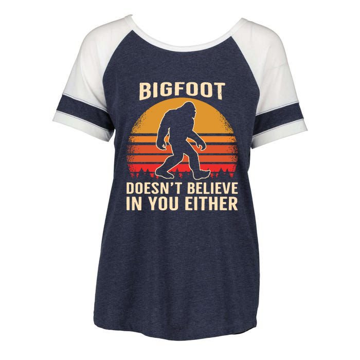 Bigfoot Doesnt Believe In You Either Bigfoot Sasquatch Retro Enza Ladies Jersey Colorblock Tee