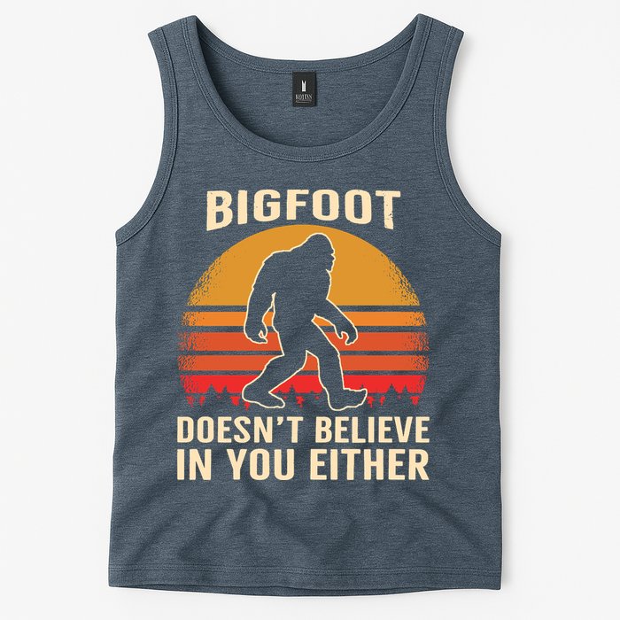 Bigfoot Doesnt Believe In You Either Bigfoot Sasquatch Retro Tank Top