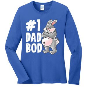 Bunny Dad Best Dad Bod Daddy Rabbit Papa Father's Day Cute Gift Ladies Long Sleeve Shirt