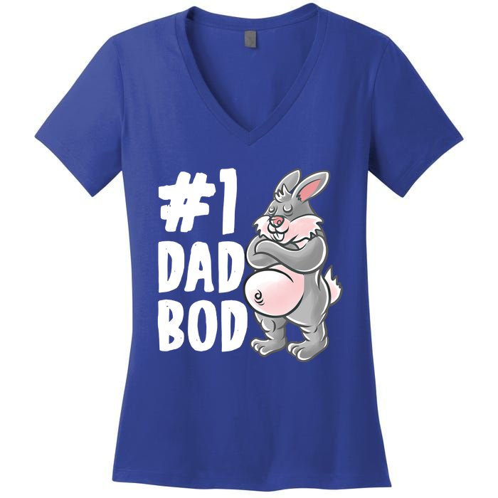 Bunny Dad Best Dad Bod Daddy Rabbit Papa Father's Day Cute Gift Women's V-Neck T-Shirt