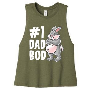 Bunny Dad Best Dad Bod Daddy Rabbit Papa Father's Day Cute Gift Women's Racerback Cropped Tank