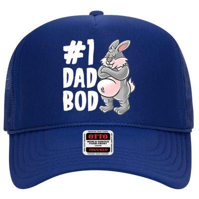 Bunny Dad Best Dad Bod Daddy Rabbit Papa Father's Day Cute Gift High Crown Mesh Back Trucker Hat