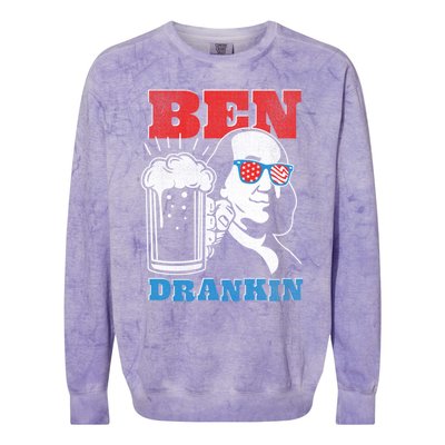 Ben Drankin Beer Mug Ben Franklin Patriotic Cool Gift Colorblast Crewneck Sweatshirt