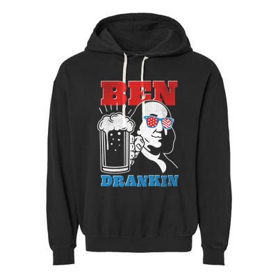 Ben Drankin Beer Mug Ben Franklin Patriotic Cool Gift Garment-Dyed Fleece Hoodie