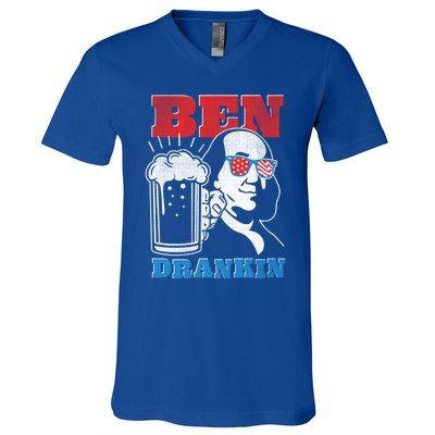 Ben Drankin Beer Mug Ben Franklin Patriotic Cool Gift V-Neck T-Shirt