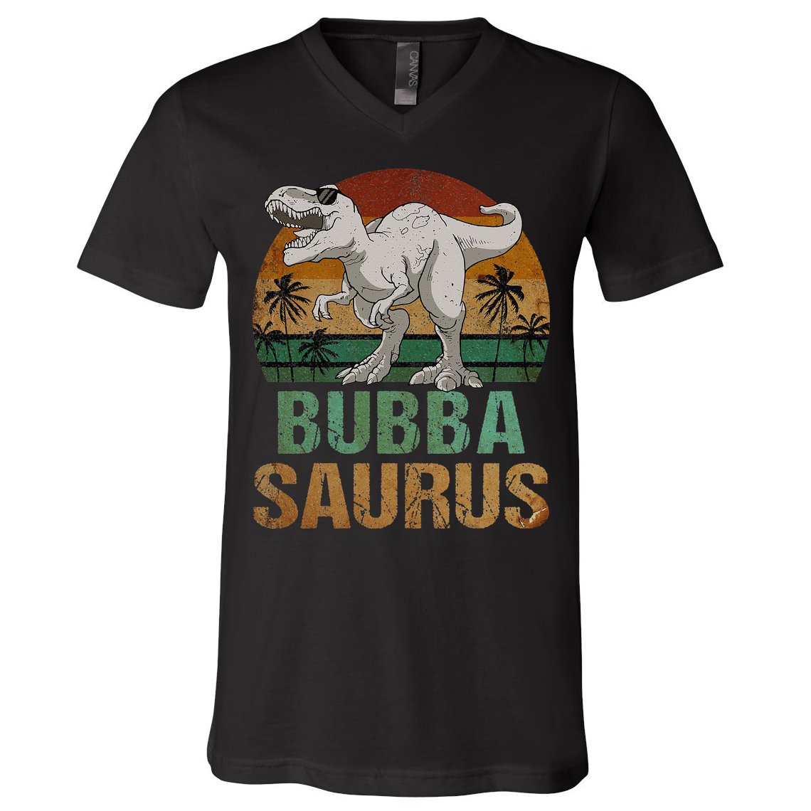 Bubbasaurus Dinosaur Bubba Saurus Vintage Father's Day V-Neck T-Shirt