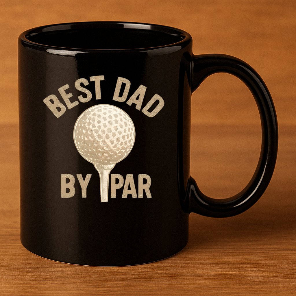 Best Dad By Par - Perfect Father's Day Gift 11oz C Handle Ceramic Mug