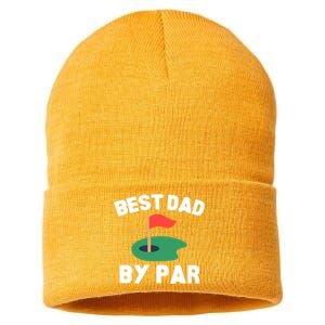 Best Dad By Par Golf Humor Father Gift Sustainable Knit Beanie