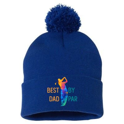 Best Dad By Par FatherS Day Golf Lover Gift Golfer Gift Pom Pom 12in Knit Beanie