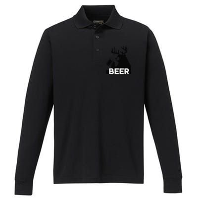 Beer Deer Performance Long Sleeve Polo