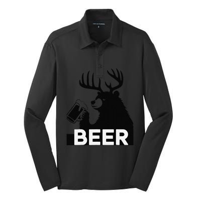 Beer Deer Silk Touch Performance Long Sleeve Polo