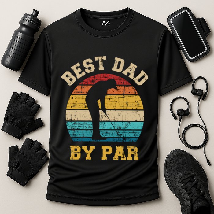 Best Dad By Par Gift For Golfer Daddy Father's Day Gift Cooling Performance Crew T-Shirt