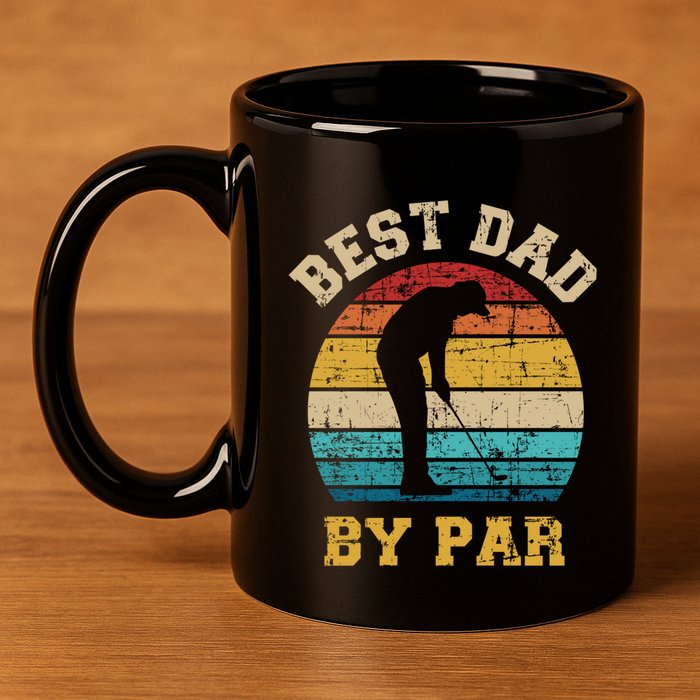 Best Dad By Par Gift For Golfer Daddy Father's Day Gift 11oz C Handle Ceramic Mug
