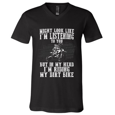 Best Dirt Bike Art Dirtbike Motorcycle Riding V-Neck T-Shirt