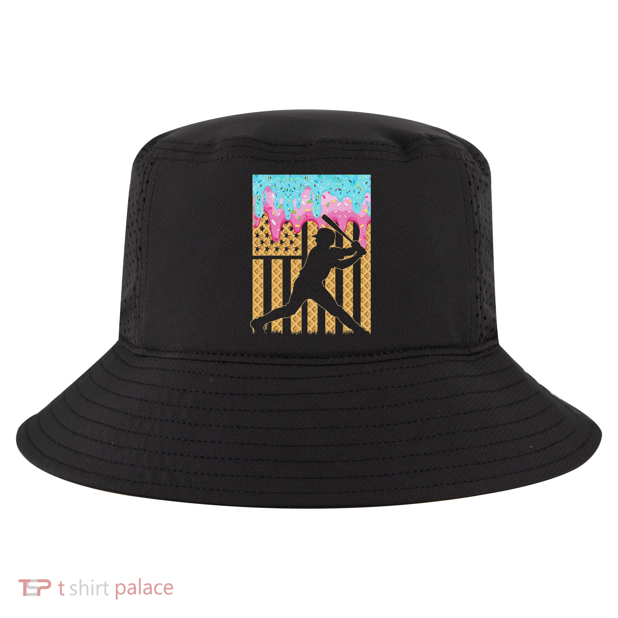 Baseball Drip Bat Boy Dripping Ice Cream American Flag Cool Comfort Performance Bucket Hat