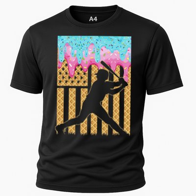 Baseball Drip Bat Boy Dripping Ice Cream American Flag Performance Shirt