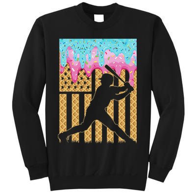 Baseball Drip Bat Boy Dripping Ice Cream American Flag Sweatshirt