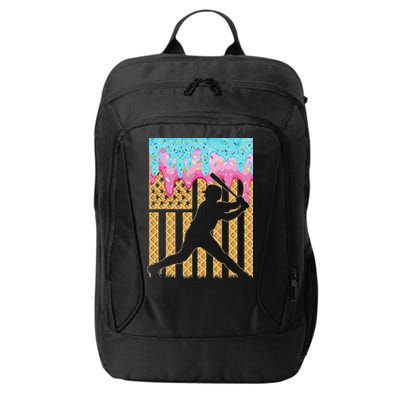 Baseball Drip Bat Boy Dripping Ice Cream American Flag City Backpack