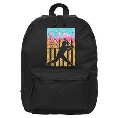 Baseball Drip Bat Boy Dripping Ice Cream American Flag 16 in Basic Backpack