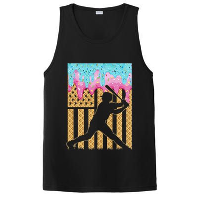 Baseball Drip Bat Boy Dripping Ice Cream American Flag PosiCharge Competitor Tank
