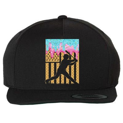 Baseball Drip Bat Boy Dripping Ice Cream American Flag Wool Snapback Cap