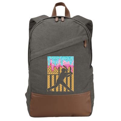 Baseball Drip Bat Boy Dripping Ice Cream American Flag Cotton Canvas Backpack