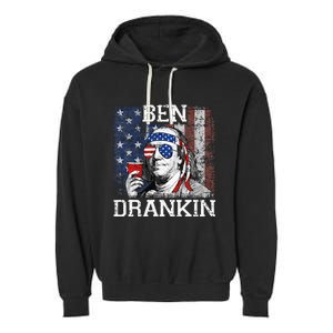 Ben Drankin Beer 4th of July Funny Patriotic USA Garment-Dyed Fleece Hoodie