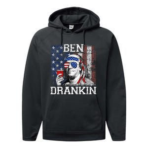 Ben Drankin Beer 4th of July Funny Patriotic USA Performance Fleece Hoodie