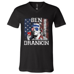 Ben Drankin Beer 4th of July Funny Patriotic USA V-Neck T-Shirt