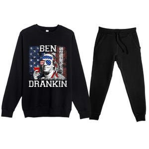 Ben Drankin Beer 4th of July Funny Patriotic USA Premium Crewneck Sweatsuit Set