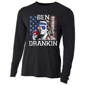 Ben Drankin Beer 4th of July Funny Patriotic USA Cooling Performance Long Sleeve Crew