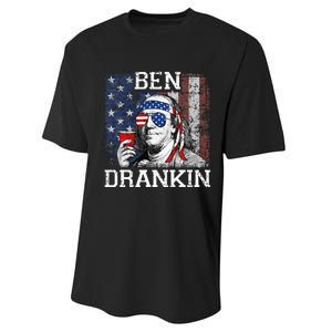 Ben Drankin Beer 4th of July Funny Patriotic USA Performance Sprint T-Shirt