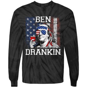 Ben Drankin Beer 4th of July Funny Patriotic USA Tie-Dye Long Sleeve Shirt