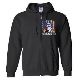 Ben Drankin Beer 4th of July Funny Patriotic USA Full Zip Hoodie