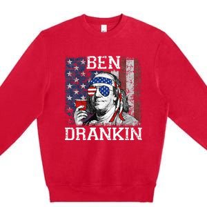 Ben Drankin Beer 4th of July Funny Patriotic USA Premium Crewneck Sweatshirt