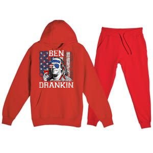 Ben Drankin Beer 4th of July Funny Patriotic USA Premium Hooded Sweatsuit Set