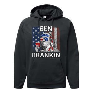 Ben Drankin Beer 4th Of July Funny Patriotic USA Performance Fleece Hoodie