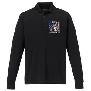 Ben Drankin Beer 4th Of July Funny Patriotic USA Performance Long Sleeve Polo