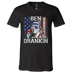 Ben Drankin Beer 4th Of July Funny Patriotic USA V-Neck T-Shirt