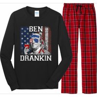 Ben Drankin Beer 4th Of July Funny Patriotic USA Long Sleeve Pajama Set