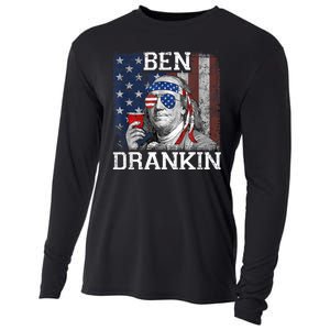 Ben Drankin Beer 4th Of July Funny Patriotic USA Cooling Performance Long Sleeve Crew