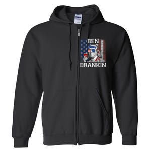 Ben Drankin Beer 4th Of July Funny Patriotic USA Full Zip Hoodie