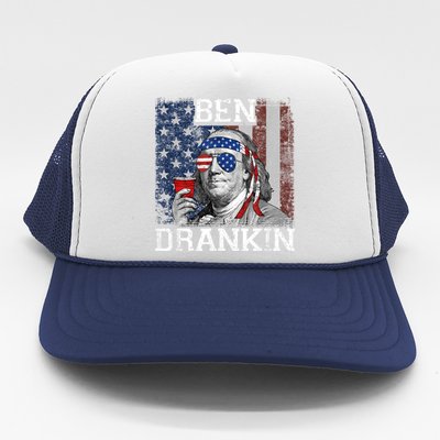 Ben Drankin Beer 4th Of July Funny Patriotic USA Trucker Hat