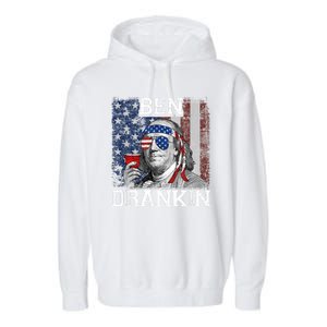 Ben Drankin Beer 4th Of July Funny Patriotic USA Garment-Dyed Fleece Hoodie