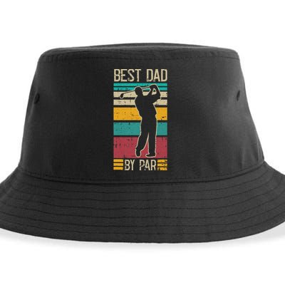 Best Dad By Par Golf Player Retro Golfing Sports Golfer Sustainable Bucket Hat