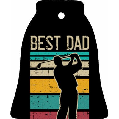 Best Dad By Par Golf Player Retro Golfing Sports Golfer Ceramic Bell Ornament